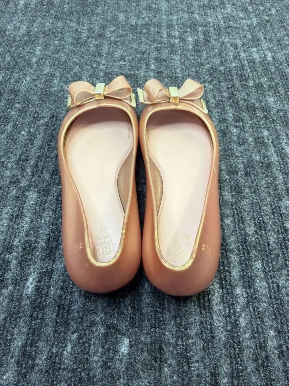 Mel Dreamed by Melissa Rose Gold Bow Jelly Ballet Flats Women’s US 1